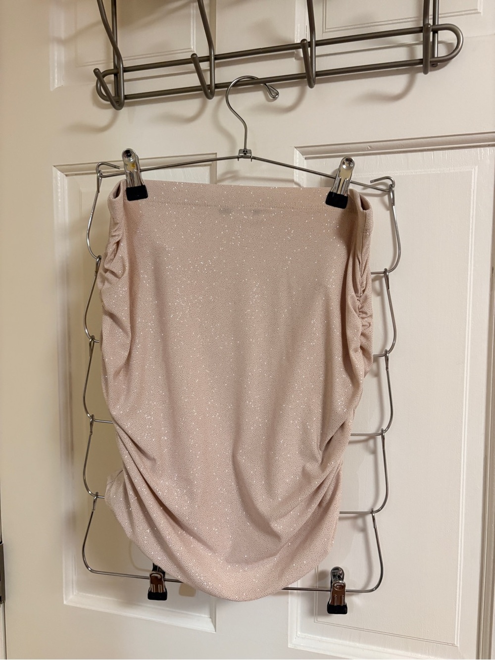 Sparkle Ruched Beige Strapless Shirt